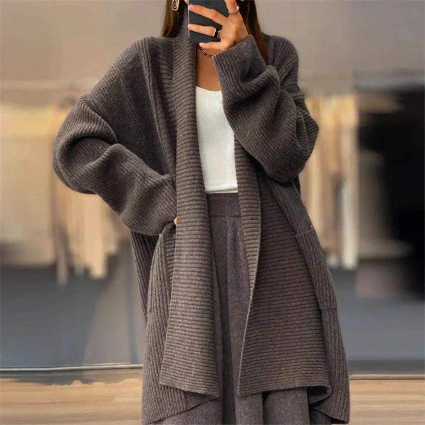 EUPHEMIA™ Hosszú Elegáns Strickcardigan