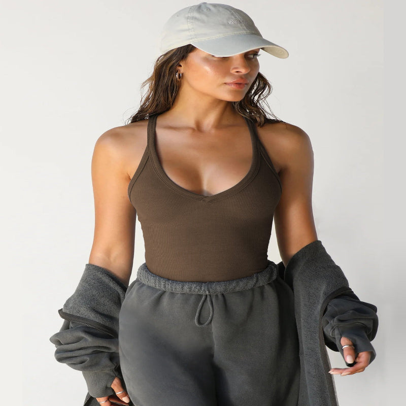 Lilla™  Ujjatlan V-nyakú Elegáns Top