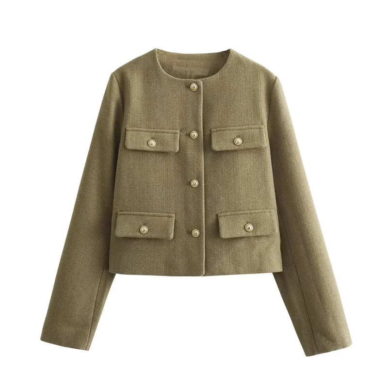 SARA™ Cropped Tweed Kabát