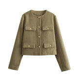 SARA™ Cropped Tweed Kabát