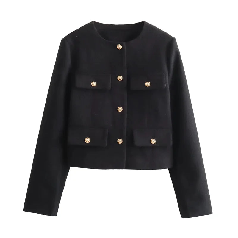 SARA™ Cropped Tweed Kabát