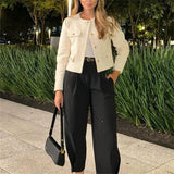 SARA™ Cropped Tweed Kabát