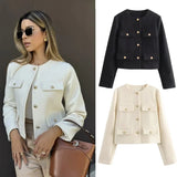 SARA™ Cropped Tweed Kabát
