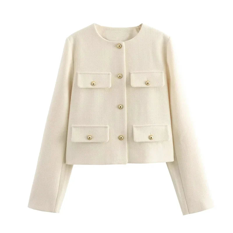 SARA™ Cropped Tweed Kabát
