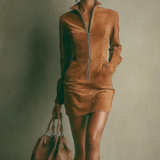 Millie™ Elegantes Suede-Kleid mit Zip
