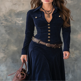 Robie™ – Elegantes Maxikleid mit luxuriöser Wildlederoptik, inklusive Gürtel