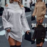 Laira™  Kleid mit hohem Kragen und Zopfmuster
