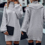 Laira™  Kleid mit hohem Kragen und Zopfmuster