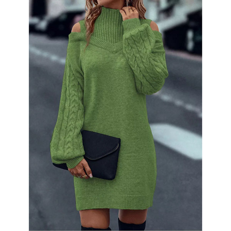 Laira™  Kleid mit hohem Kragen und Zopfmuster