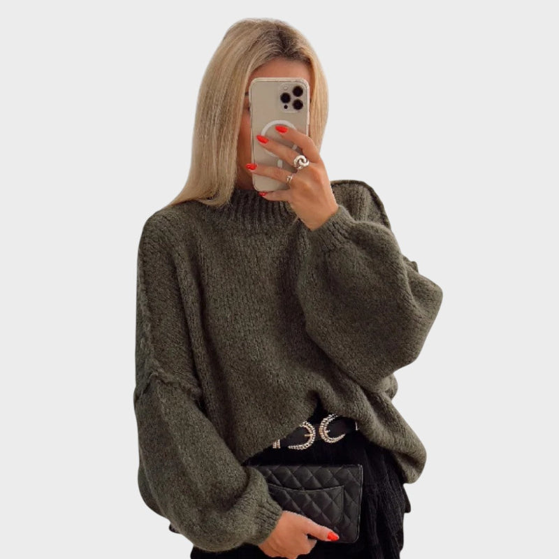 CARLY™ Oversized Kötött Pulóver – Gömbujjakkal