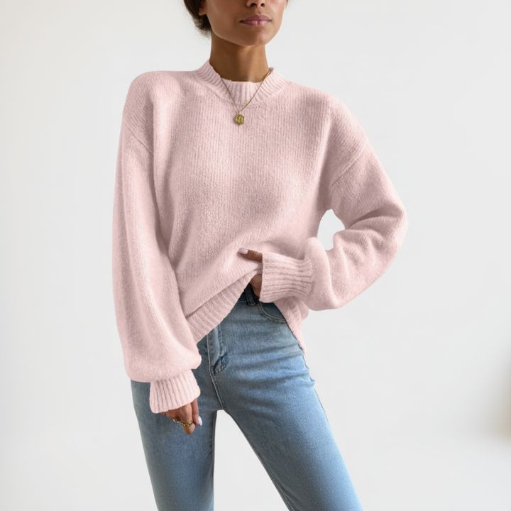 EMILIA™ Kerek Nyakú Pulóver Lufis Ujjakkal – Modern Elegancia
