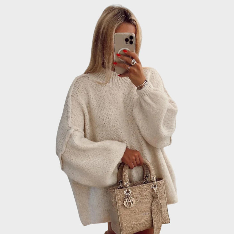 CARLY™ Oversized Kötött Pulóver – Gömbujjakkal