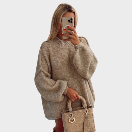 CARLY™ Oversized Kötött Pulóver – Gömbujjakkal