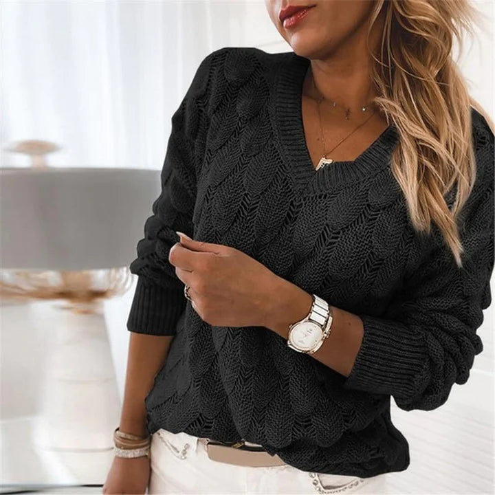 NOEMIER™ V-nyakú Női Pulóver – Elegáns és Kényelmes