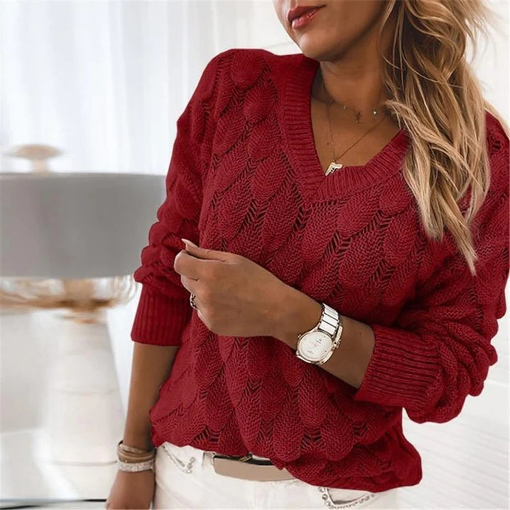 NOEMIER™ V-nyakú Női Pulóver – Elegáns és Kényelmes