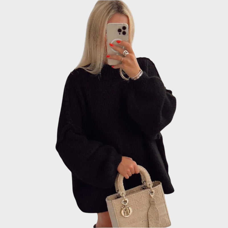CARLY™ Oversized Kötött Pulóver – Gömbujjakkal